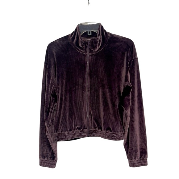 Victoria's Secret Purple Ribbed Velour Zip Crop Jacket Size Medium - Picture 2 of 10